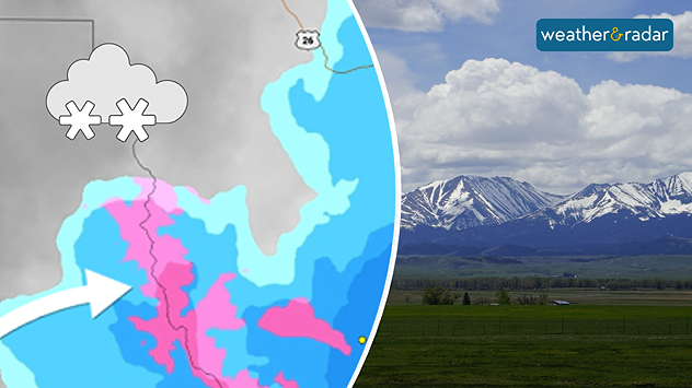 Snow falling on June 25 in Wyoming.
