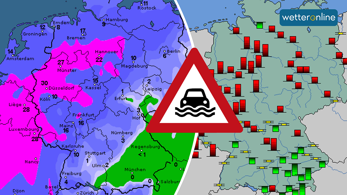 19 Steigen Aus 17 Ein 63 Sind Drin Flusspegel steigen - Nach Dauerregen regional Hochwasser