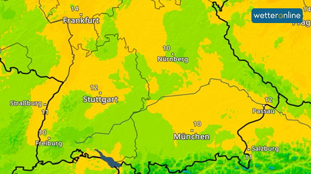 TemperaturRadar Tiefstwerte Mittwoch