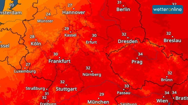 TemperaturRadar zeigt die Hitze am Samstag