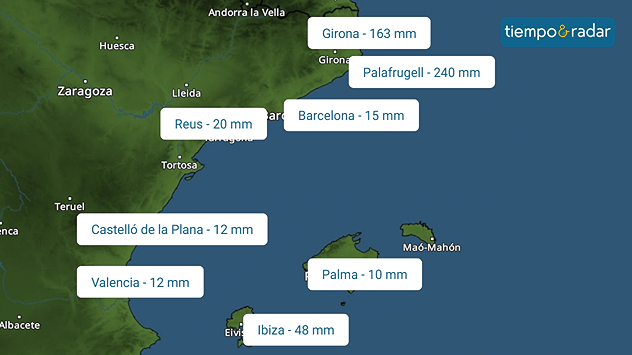 Los acumulados más relevantes se registraron en los municipios de Girona. 