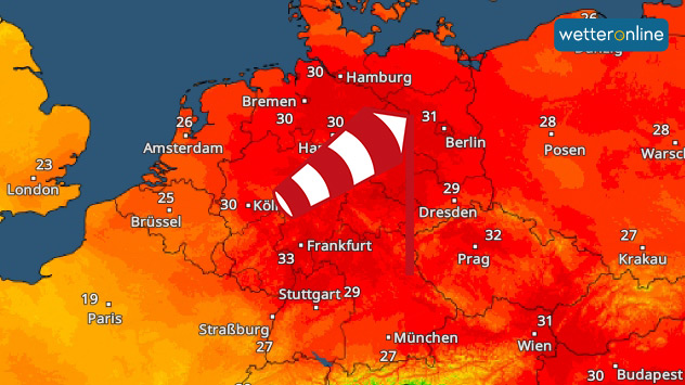 TemperaturRadar für Donnerstagnachmittag