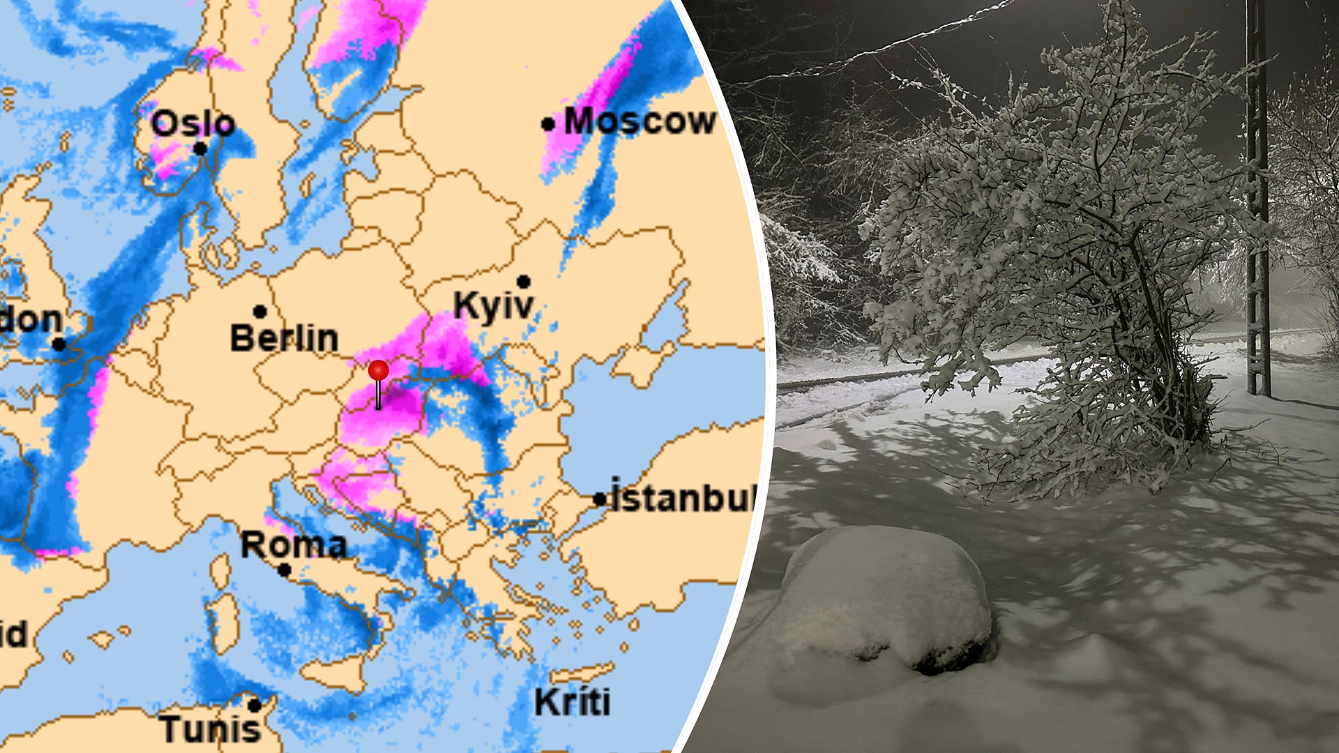 Jobbos képen a havazs Dobogókő