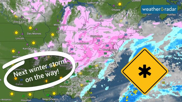A brand new snowstorm is on its way for the eastern U.S. Two to 3 inches of snow are possible with more locally.