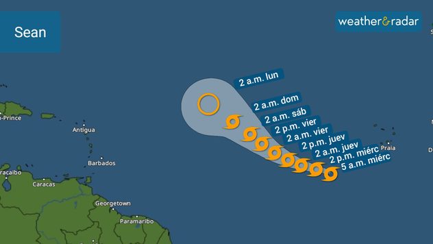 Trayectoria de la Tormenta Tropical Sean emitida por el CNH el miércoles por la mañana- 
