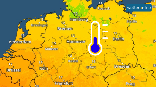 Die Karte zeigt die Tiefstwerte am Montag. 