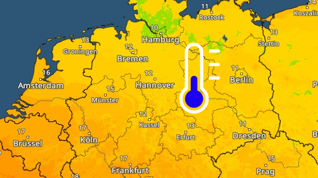 Die Karte zeigt die Tiefstwerte am Montag.