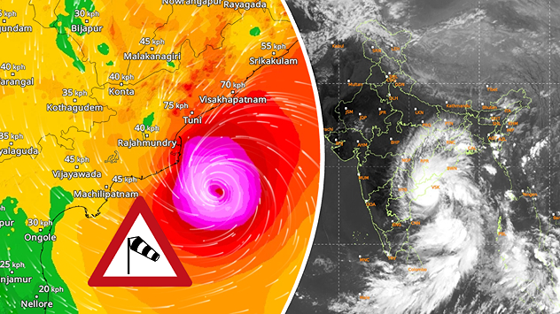 A satellite image from the India Meteorological Department (IMD) and WindRadar shows Cyclone Arnab over the west-central Bay of Bengal on Tuesday, 27 October 2026