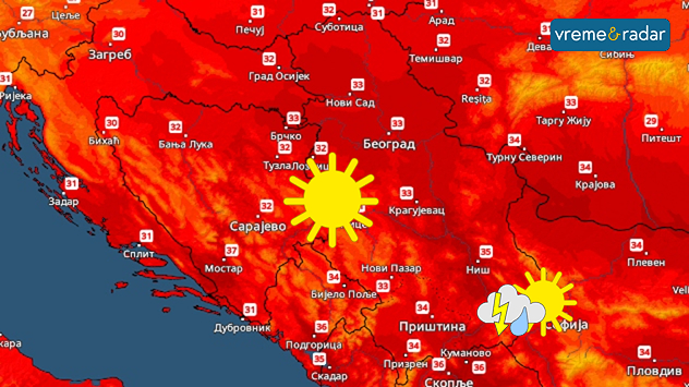 Temperatura u ponedeljak