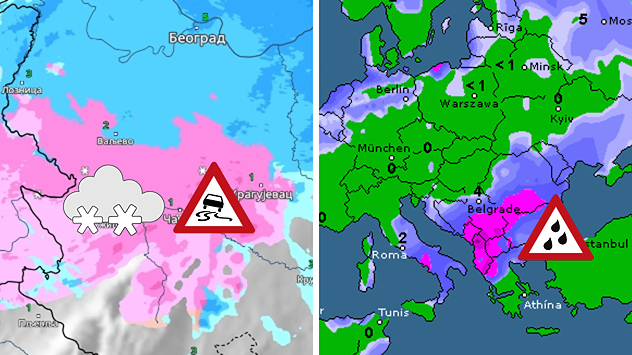 Sneg i obilna kiša u Srbiji
