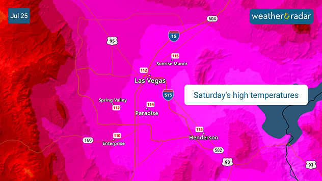 Saturday's high temperatures in the Las Vegas area.