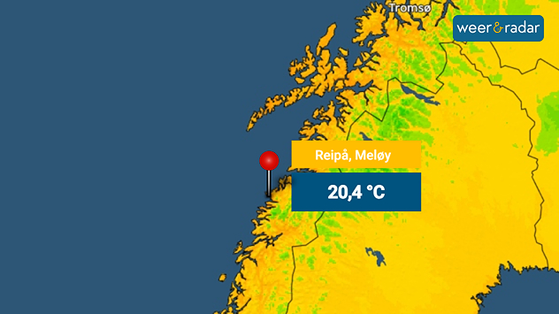 Temperatuurradar: In de nacht van donderdag op vrijdag daalde de temperatuur in Noorwegen op sommige plaatsen niet onder de 20 graden.