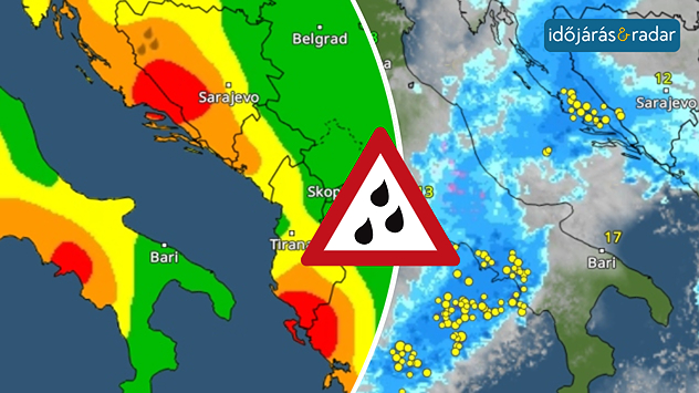 Olaszországban és a Balkánon zivatarfigyelmeztetés van érvényben. A WetterR adar előrejelzése erős esőzéseket és zivatarokat jelez.