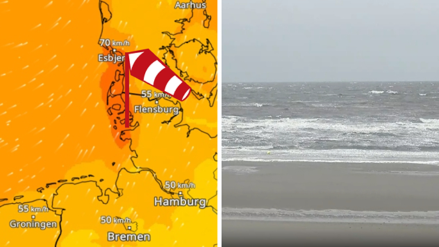 Aktuelles WindRadar: An der Nordseeküste ist es stürmisch.