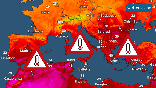 In Südeuropa ist es derzeit sehr heiß. Auch am Freitag wird in Spanien und Griechenland  die 40-Grad-Marke teils deutlich überschritten. 