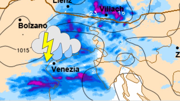 Heute drohen in Südösterreich und Norditalien am späten Abend kräftige Schauer und Gewitter.