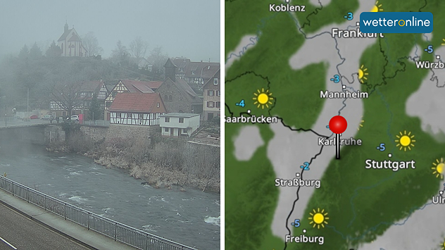 Oberrheingraben mit Nebel - Webcam aus Weisenbach bei Baden-Baden (www.weisenbach.de)