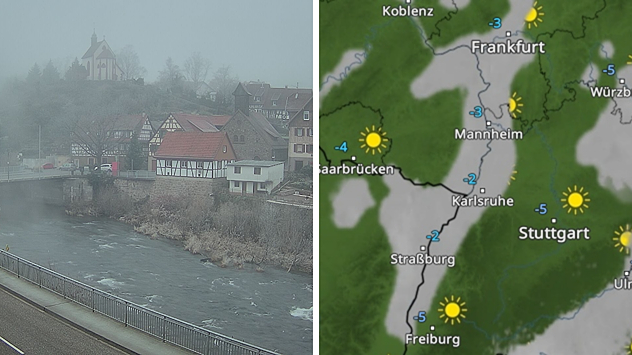 Oberrheingraben mit Nebel - Webcam aus Weisenbach bei Baden-Baden