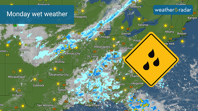 Monday's wet weather view on the WeatherRadar