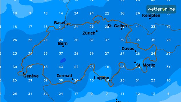 Wetterkarte zeigt Regenmengen bis nächsten Donnerstag