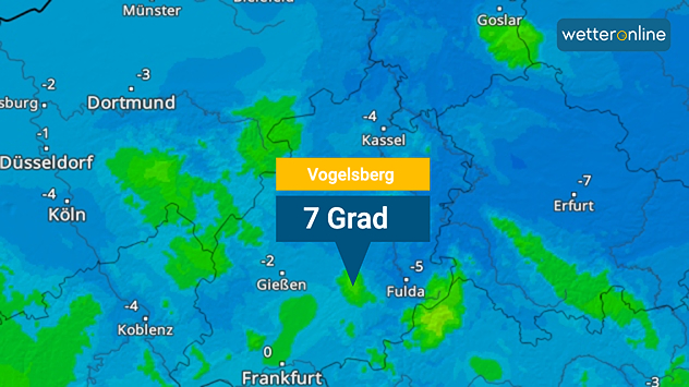 TemperaturRadar zeigt frostige Tieflagen und milde Bergländer