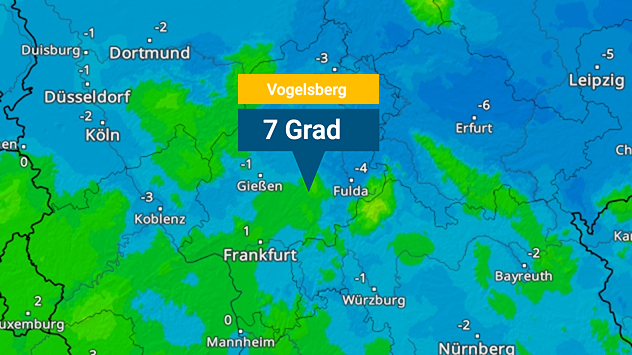 TemperaturRadar zeigt frostige Tieflagen und milde Bergländer