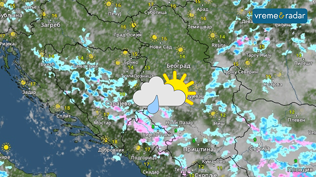 Lokalna kiša u ponedeljak i utorak