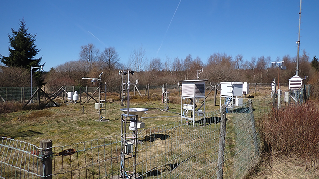 Wetterstation bei blauem Himmel