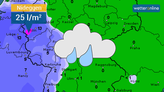 24-stündige Regenmengen bis Montagabend