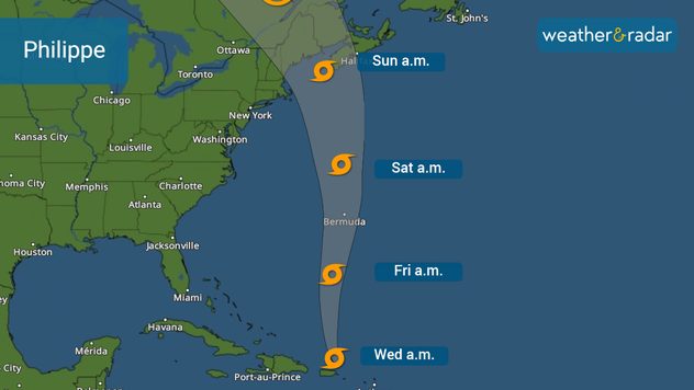 Philippe's track issued by the NHC on Wednesday morning. 