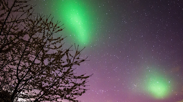Zum richtigen Zeitpunkt ist das schon fast grelle Aufleuchten mit der Kamera in Radeburg unweit von Dresden festgehalten worden.
