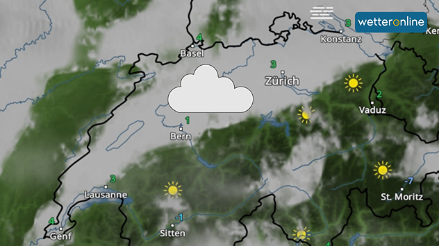 Das WetterRadar zeigt Hochnebel in der Schweiz.