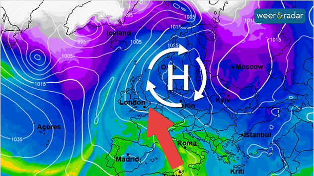 Hogedruk blijft de hele komende week in de buurt en zorgt voor een langere droge weerfase met flink wat zon.