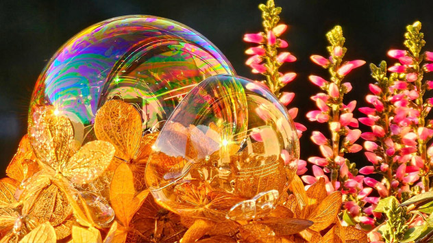 Seifenblase in Szene gesetzt