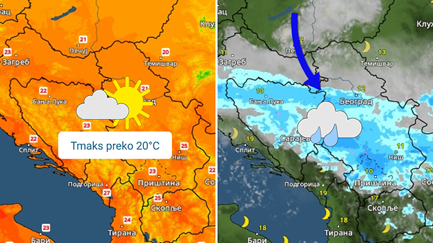 Toplo, pa zahlađenje i kiša