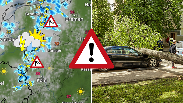 Heftige Gewitter ziehen ab dem Nachmittag im Westen und Nordwesten auf.