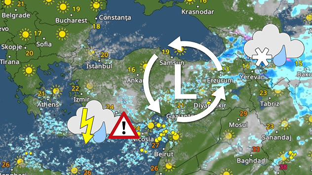 Weather Radar showing a low-pressure system over the eastern Mediterranean