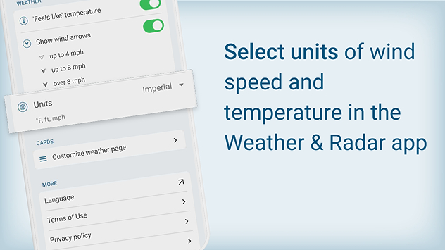 Discover the app: Select units for your temperature & wind speed preferences