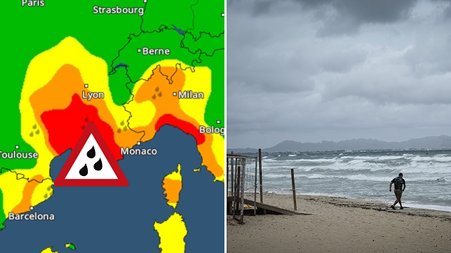 A severe weather warning for heavy rain has been issued for the south of France.