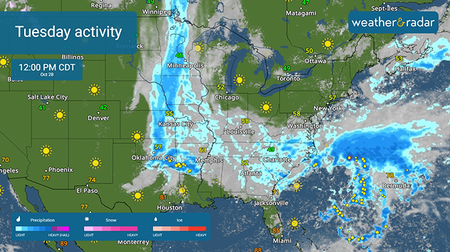 Rain and thuderstorms spread into much of the eastern half of the U.S.
