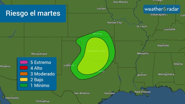 Riesgo de tormentas severas el martes sobre partes de las Planicies Centrales. 