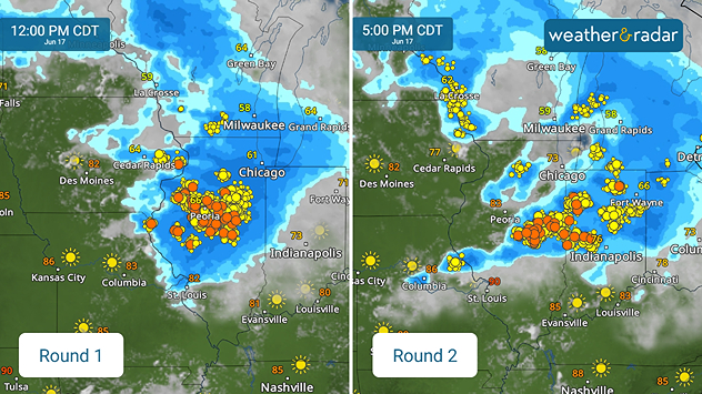 WeatherRadar: Two rounds of severe weather are in the forecast for Wednesday.