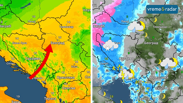 Temperatura i padavine u četvrtak