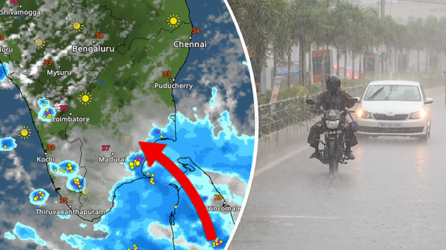 A low-pressure area over the Bay of Bengal near Sri Lanka has shifted northward and is now positioned off the Tamil Nadu coast.