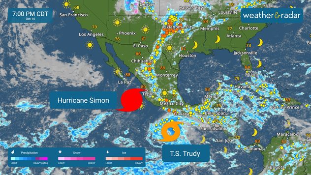 Hurricane Simon helping to fuel intense rain in locations more than 1,000 miles away.