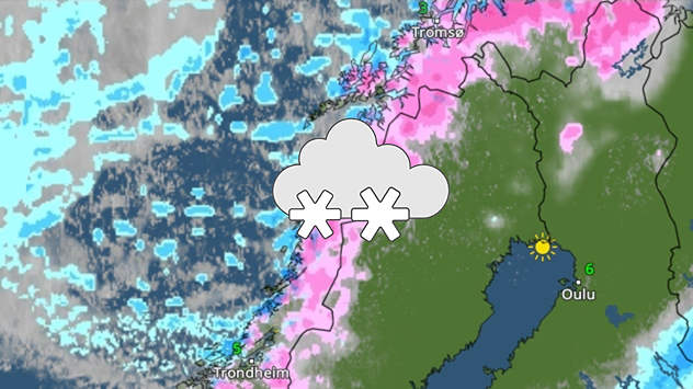 Weerradar toont hevige sneeuwval op donderdag in de Scandinavische bergen