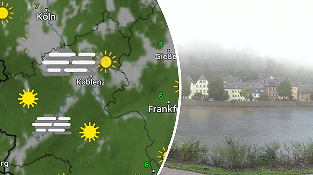 WetterRadar: dichter Nebel und Sonne nah beieinander