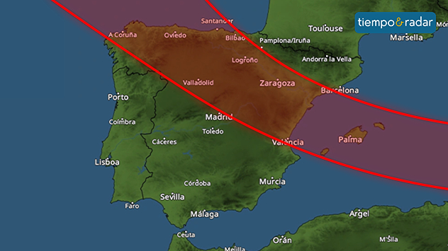 Este podrá observarse desde una amplia franja de España, desde A Coruña hasta las islas Baleares, pasando por ciudades como Burgos, León, Zaragoza o Valencia.