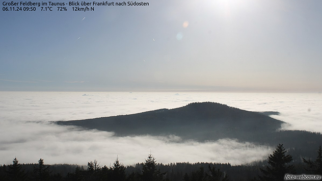 Webcam: Feldberg im Taunus über Hochnebelmeer