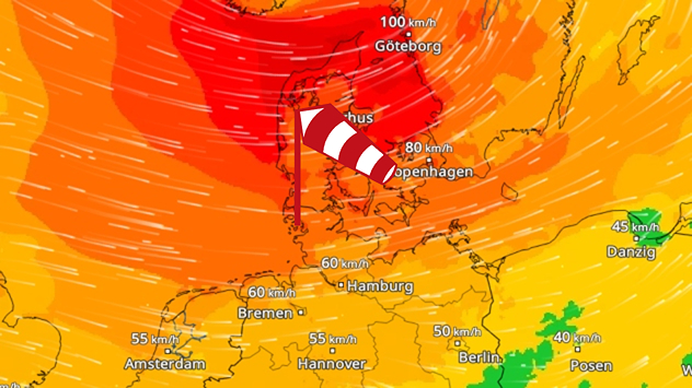 WindRadar mit Sturmsymbol